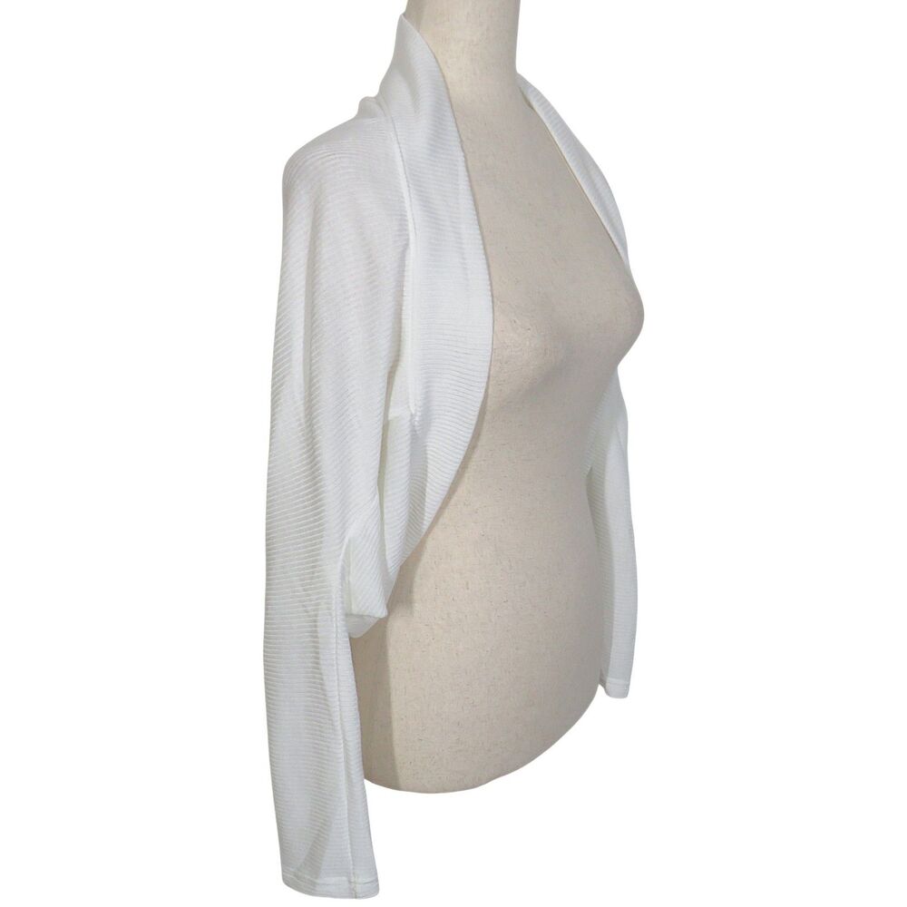 OGL White Ribbed Wool Blend Batwing Sleeve Shrug Cardigan Size XXS 2XS